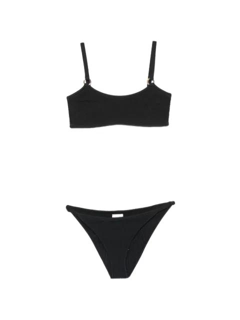 Hunza G ring-detail crinkle bikini Black BIRISGD