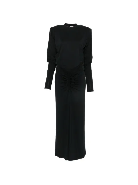 THE ANDAMANE padded-shoulder ruched dress Black T200178ATJV053