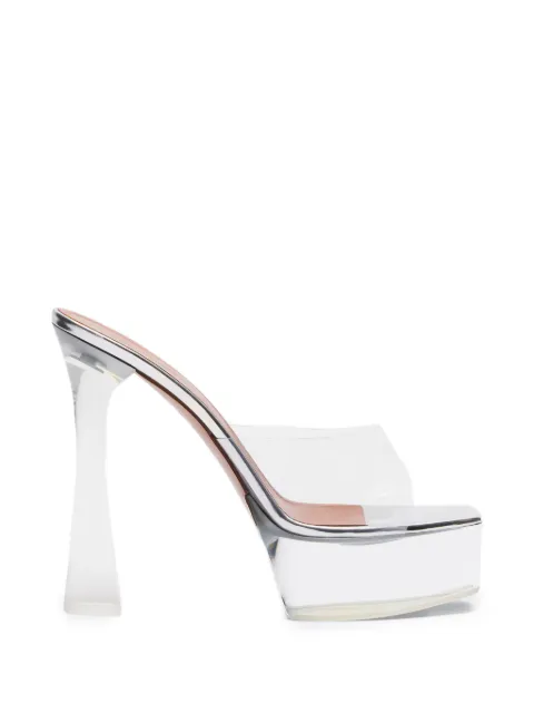 Amina Muaddi Dalida glass plateau slippers White SL020140P001TR001