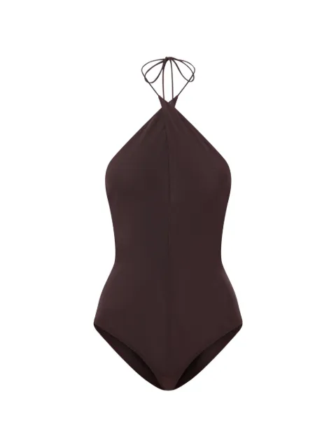 Alex Perry cross-tie halterneck bodysuit Brown BY070PF26