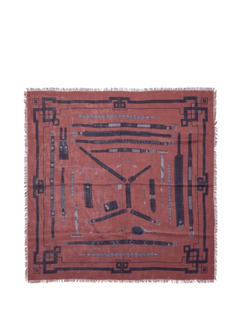 Enfants Riches Déprimés belt-print frayed scarf Red 100569