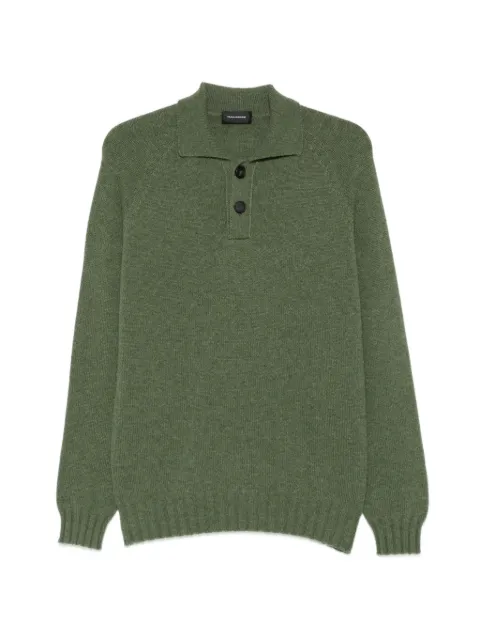Tagliatore Voltaire fine-knit long-sleeve polo shirt Green VOLTAIREPWI2605