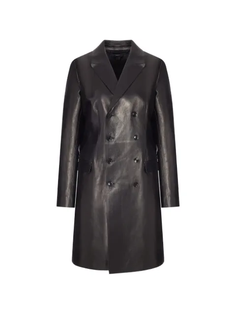 TOM FORD double-breasted calf leather coat Black CPL732LEX392