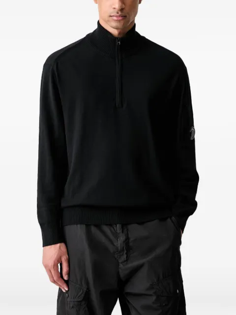 C.P. Company Lens-detail quarter-zip sweater Black 21CMKN070A005528A999