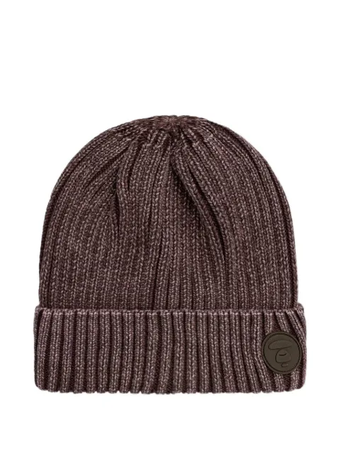 AAPE BY *A BATHING APE® ribbed-knit logo-patch beanie hat Brown AHTM4962XXP