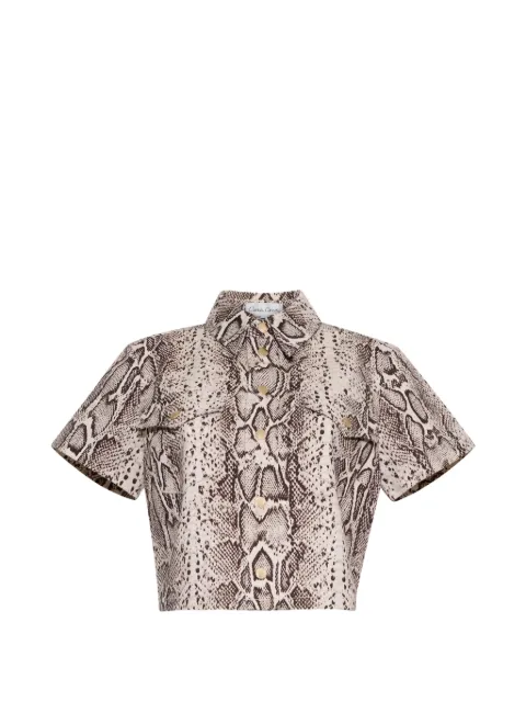 Cara Cara Paro snakeskin-print cropped shirt Grey 3164