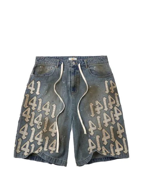 Vale patchwork drawstring shorts Blue VAL345