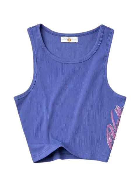 Vale rhinestone-embellished ribbed tank top Blue VAL340