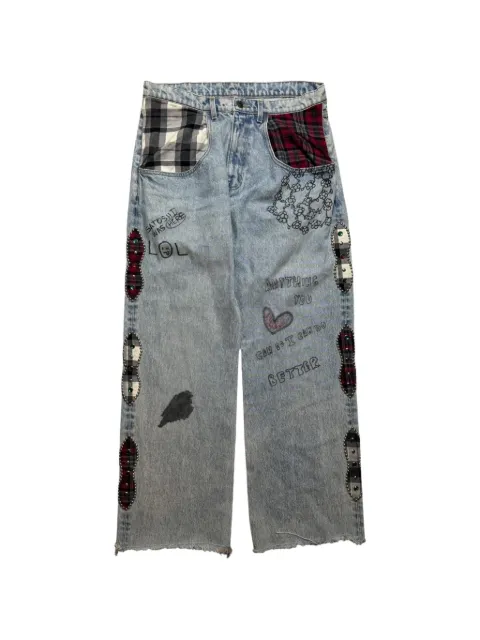 SATOSHI NAKAMOTO Nessa patchwork-detail jeans Blue SAT057