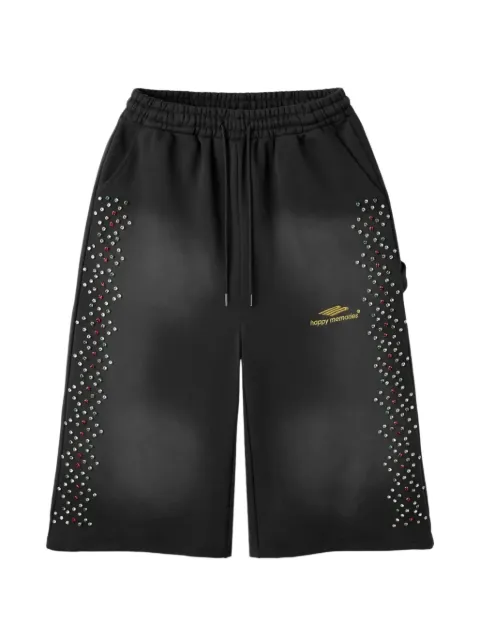 Happy Memories Don't Die crystal-embellished drawstring shorts Black HMDD062