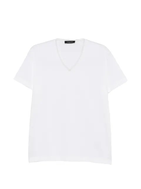 Fabiana Filippi tulle-trim V-neck T-shirt White JED216F143L902