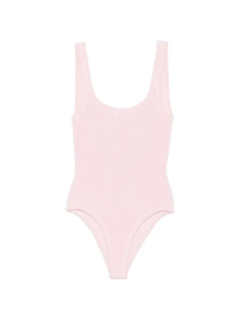 Hunza G crinkle-effect scoop-neck swimsuit Pink SSQUARECR