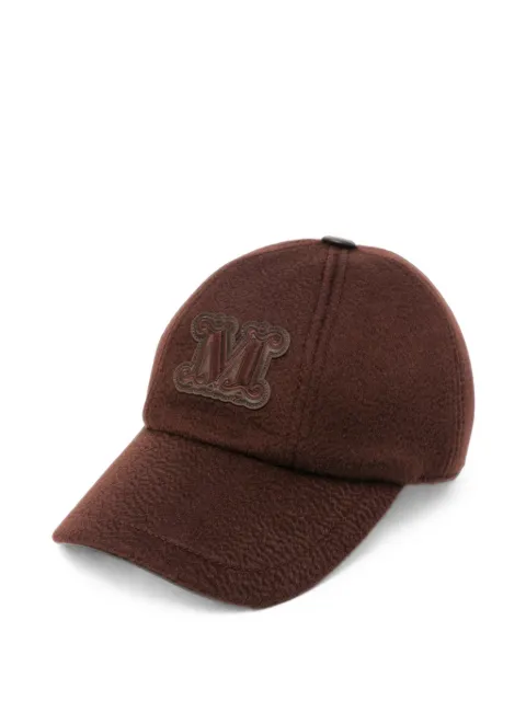 Max Mara logo-patch cashmere baseball cap Brown 2624576022600