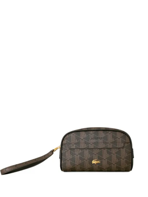 Lacoste monogram-print wristlet clutch bag Brown NU5418