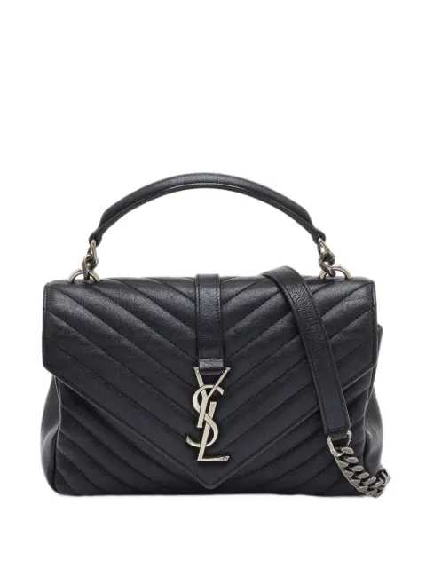 Saint Laurent Pre-Owned 2019 medium College Matelassé leather shoulder bag Black 1387009