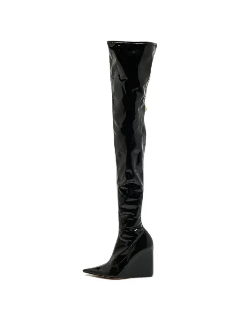 Amina Muaddi over-the-knee wedge boots Black 1384357