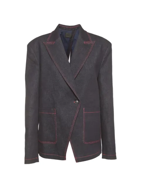 Leo Lin open-back asymmetric denim blazer Blue 1401841