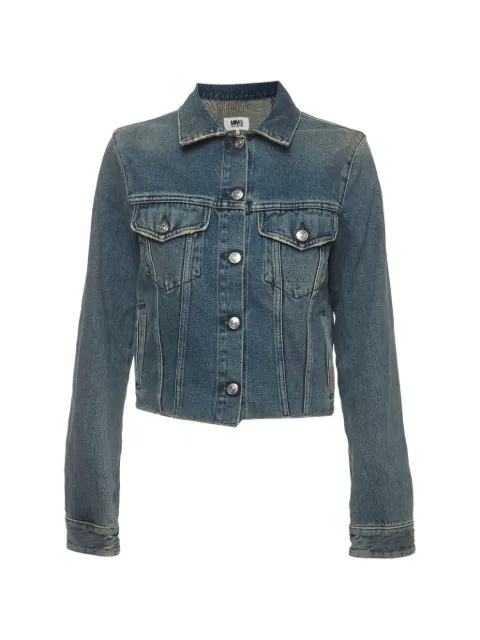 Maison Martin Margiela Pre-Owned 2019 distressed paint-splatter denim jacket Blue 1399158