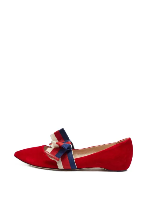 Gucci Pre-Owned Web bow ballet flats Red 1397015