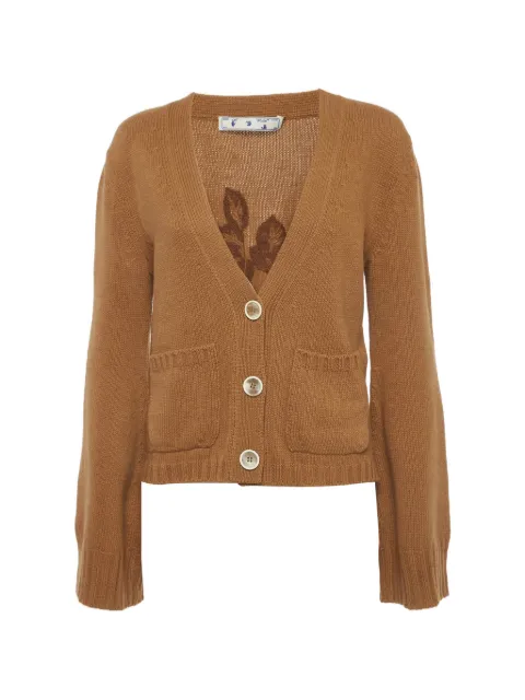 Off-White Pre-Owned floral-embroidered knit cardigan Brown 1387818