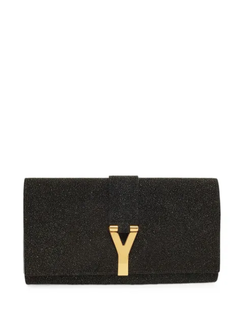 Saint Laurent Pre-Owned large Chyc Y-motif clutch bag Black 1371324