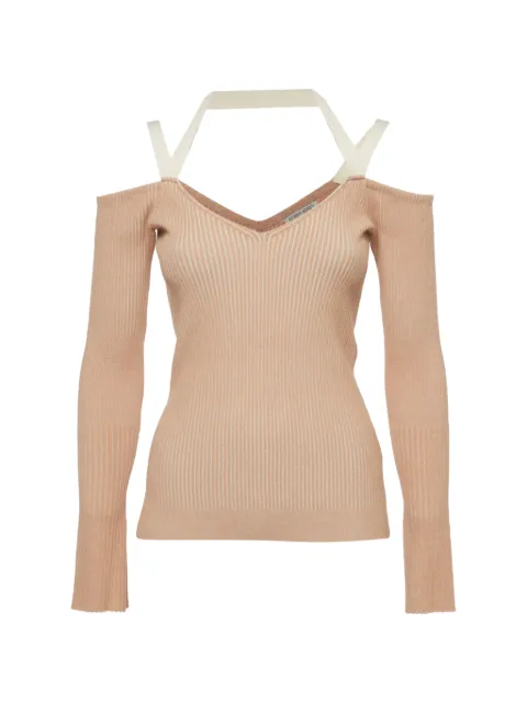 Ronny Kobo off-the-shoulder ribbed-knit top Neutrals 1398290