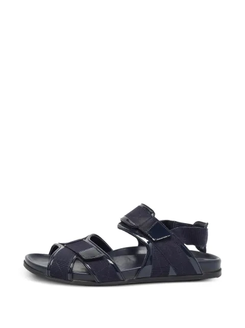 Manolo Blahnik patent-trimmed canvas sandals Blue 1396674