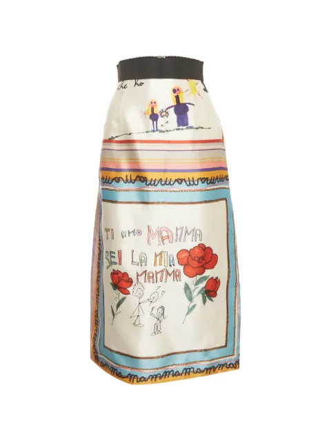 Dolce & Gabbana Pre-Owned Viva La Mamma silk midi skirt White 1392574