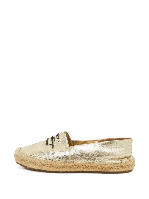 Ferragamo Pre-Owned Susana logo-embroidered flat espadrilles Gold 1388912