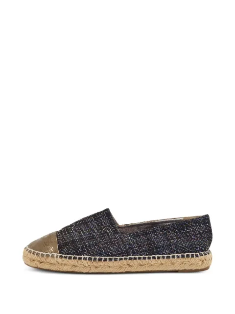 CHANEL Pre-Owned tweed foil-leather espadrille loafers Black 1387102
