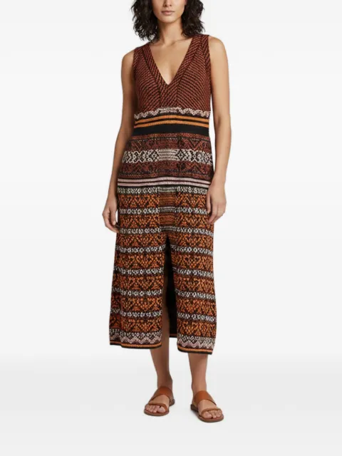 Missoni Pre-Owned geometric lurex knit midi dress Brown 1381480