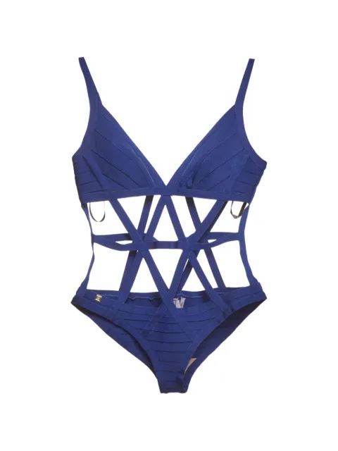 Hervé Léger Pre-Owned cutout bandage swimsuit Blue 1387224