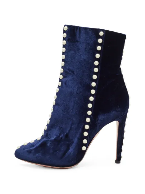 Aquazzura Follie Pearls ankle boots Blue 1386313