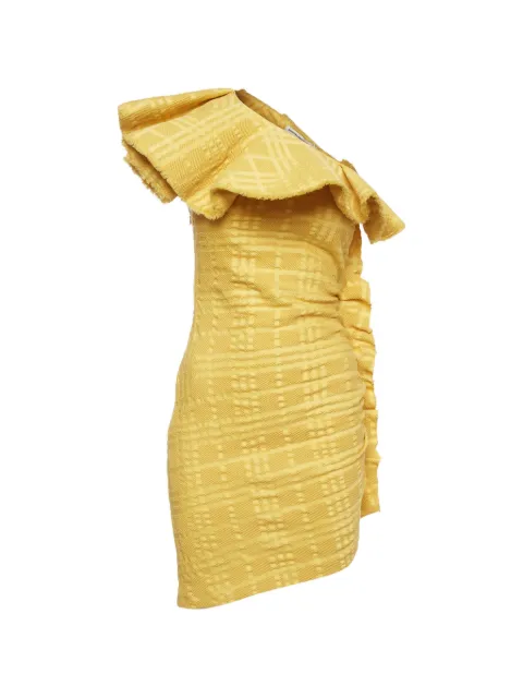 KRISTINA FIDELSKAYA ruffle-trimmed jacquard dress Yellow 1382765
