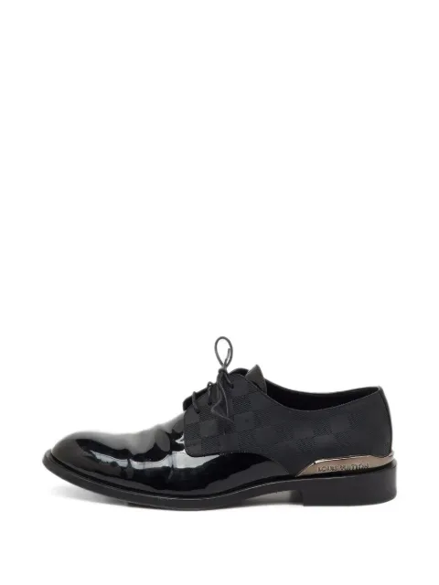 Louis Vuitton Pre-Owned Damier-patent Derby shoes Black 1212868