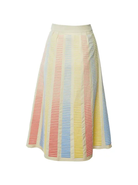 Loro Piana Pre-Owned striped-embroidered midi skirt Neutrals 1385548