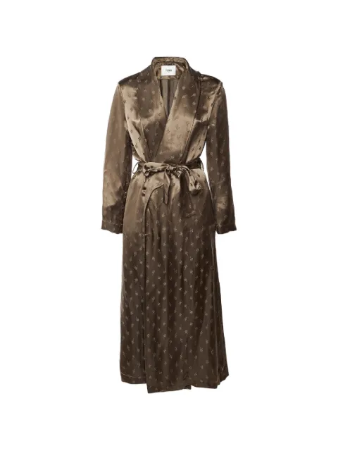 Fendi Pre-Owned floral-jacquard belted coat Brown 1384197