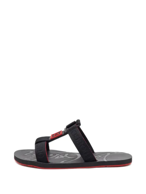 Christian Louboutin Pre-Owned Surf Flat logo-strap sandals Black 1397953