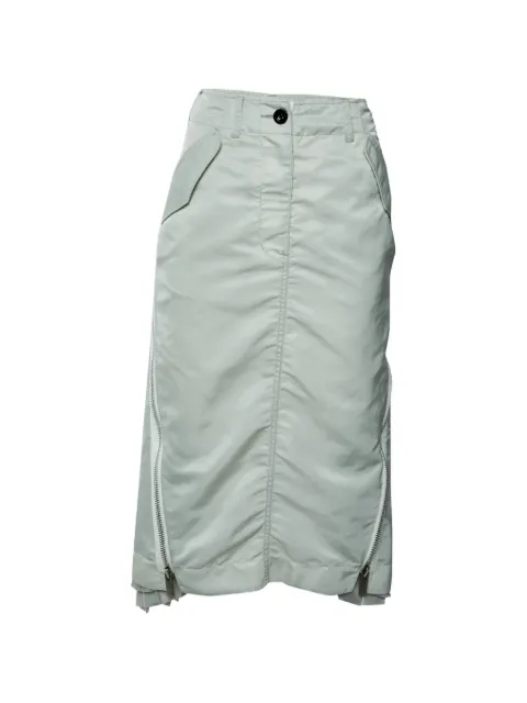 sacai zip-detail pleated midi skirt Green 1384398