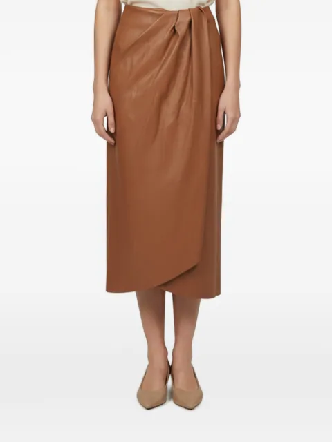 Johanna Ortiz Pacifico Sur gathered midi skirt Brown 1389617
