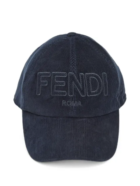 Fendi Pre-Owned logo-embroidered corduroy baseball cap Blue 1385448