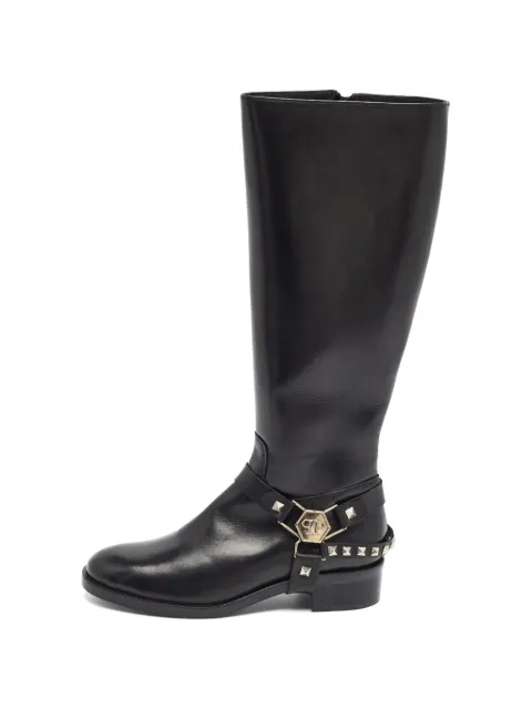 Philipp Plein Kingdom studded knee-length boots Black 1400916