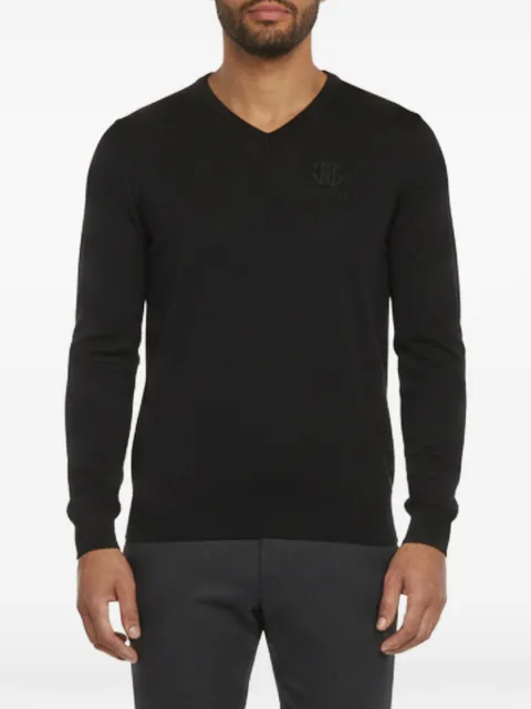 Roberto Cavalli Vintage knitted V-neck long-sleeved T-shirt Black 1400758