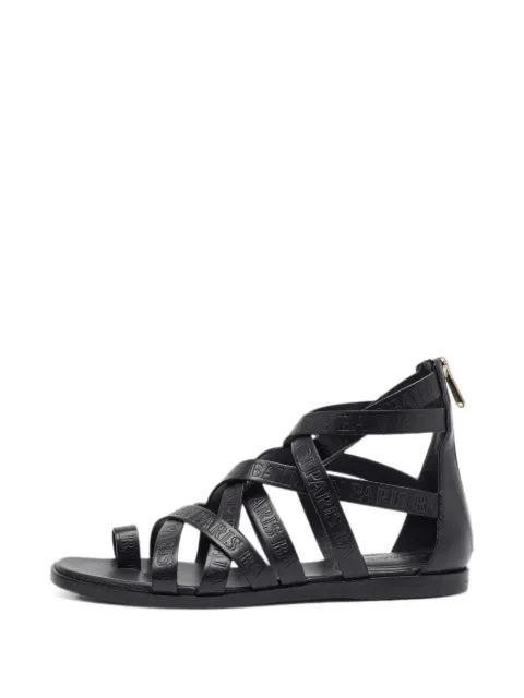 Balmain Pre-Owned logo-embossed flat sandals Black 1396622