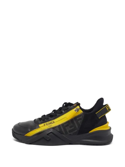 Fendi Pre-Owned Flow FF leather-trim low-top sneakers Black 1398853