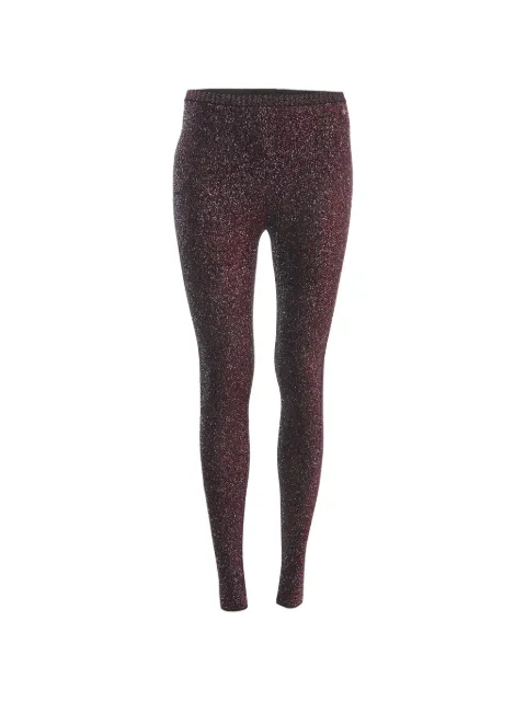 CHANEL Pre-Owned metallic-knit high-waisted leggings Black 1389660
