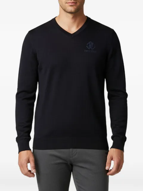 Roberto Cavalli Vintage logo embroidered fine-knit sweater Blue 1400193