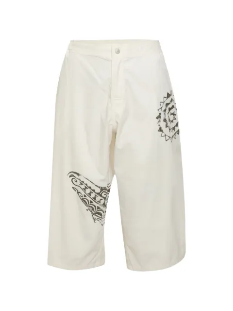 Versace Pre-Owned printed poplin trousers Neutrals 1376575