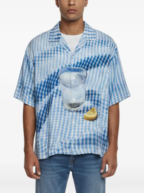 Jacquemus Pre-Owned Le Splash tablecloth-print shirt Blue 1387346