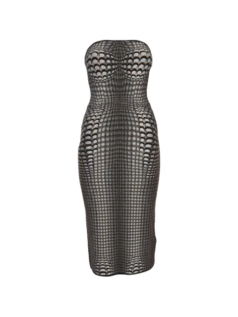 Marine Serre Moon jacquard tube mini dress Brown 1301376
